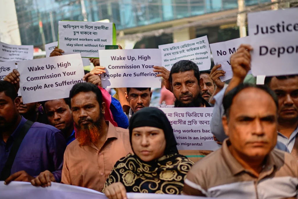 Bangladeshi workers protest over unpaid wages and mistreatment claims